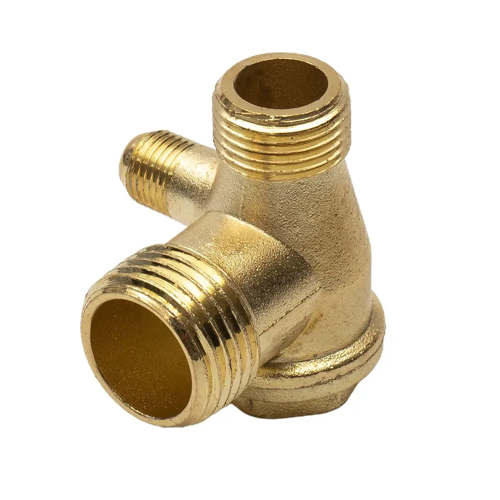 3-Port Zinc Alloy Male Thread Check Valve Connector Dia 20mm/16mm/10mm For Air Compressor 20x16x10 Replacement Air Tools