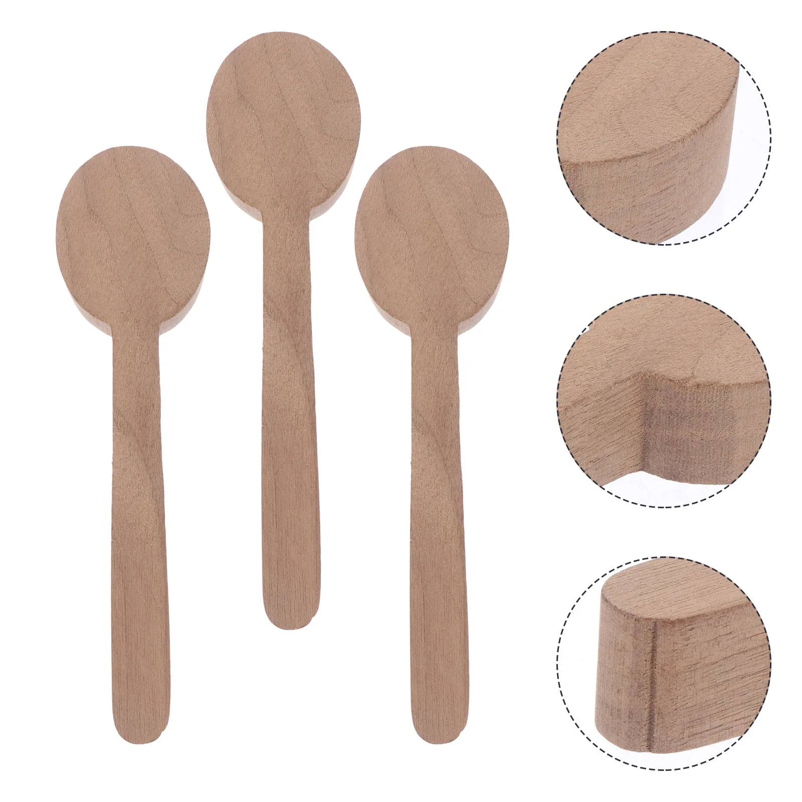 

4 Pcs Wooden Spoon DIY Blank Walnut Porridge Supplies Craft Kitchen Spoons Small Making Supply