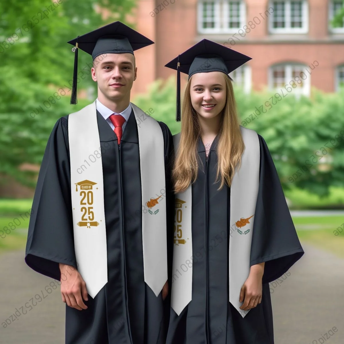 

New Cyprus Flag Unisex Top Print Graduation Stole Sash Adult Plain Graduate Honor Stole Class of 2025