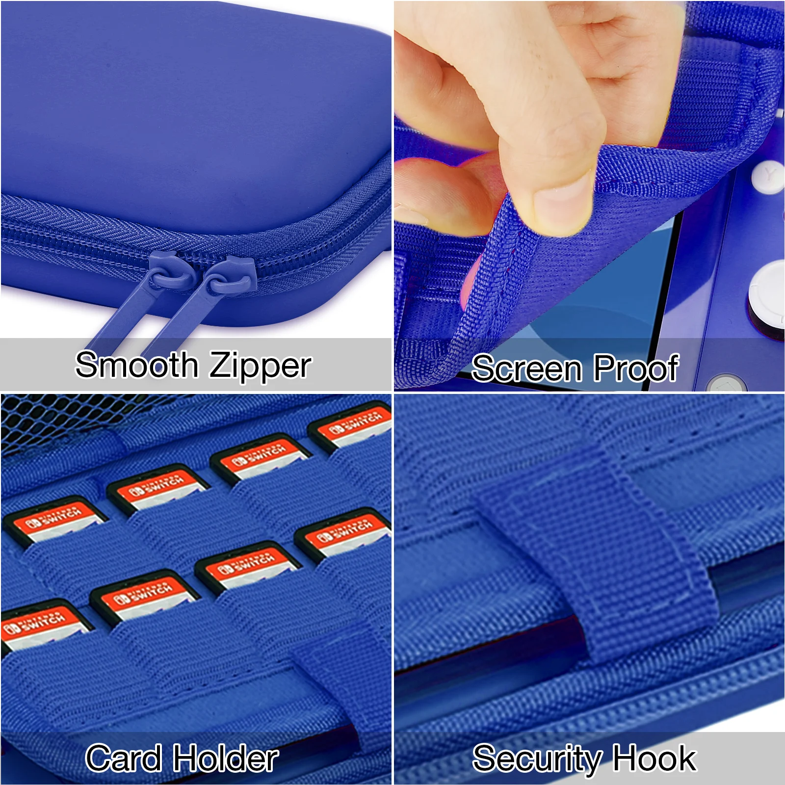 Heystop compatível com o caso de transporte do interruptor lite, caso do interruptor lite com tampões protetores macios do aperto do polegar do cartão 6 dos jogos da caixa de tpu