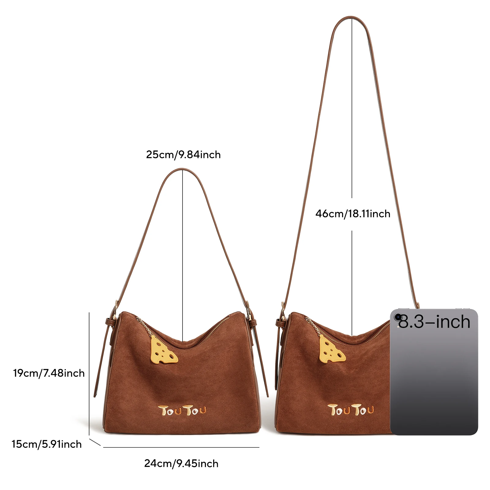 TOUTOU Women Tote Bag with Cute Pendent Adjustable Shoulder Strap Original Designer Brand Underarm Handbag Fashion Shoulder Bag