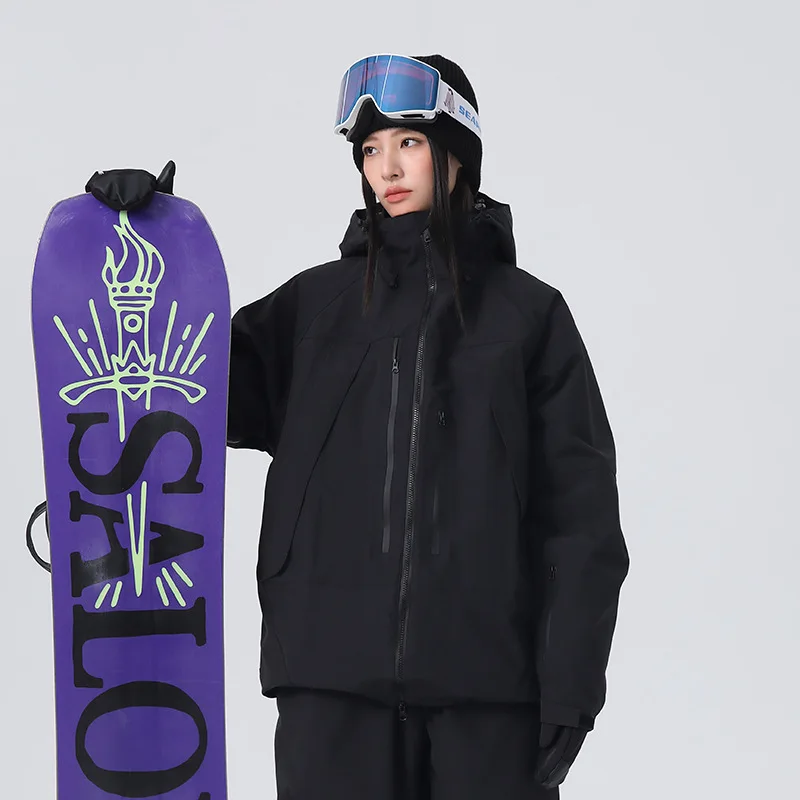 

2026 Winter Warm Skiing Jackets Women Men Snow Windproof Waterproof Ski Coat Breathable Adult Loose Solid Hooded Top New Outdoor