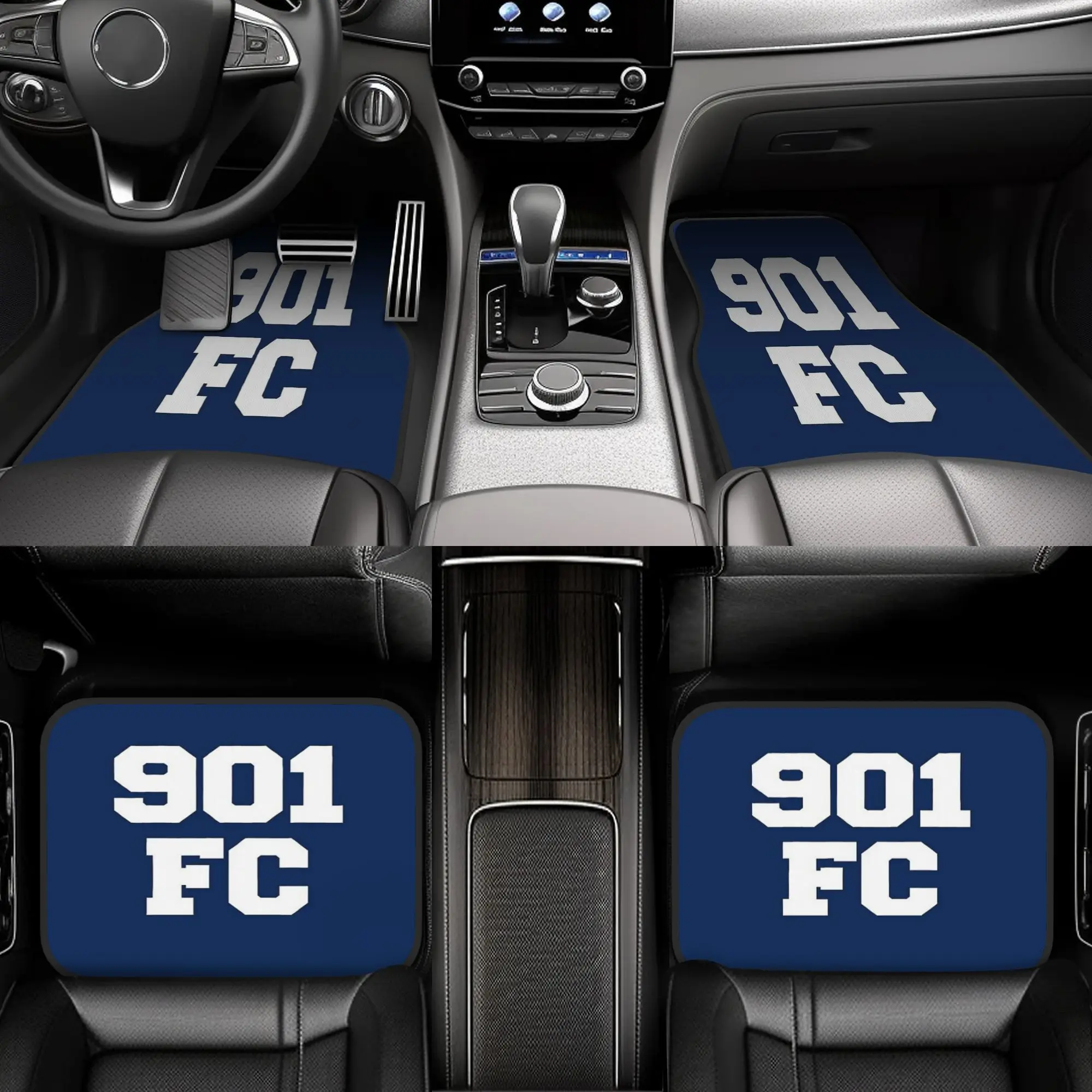 4pcs 901 FC Block Letters Car Floor Mats - Durable Polyester Fiber, Fit For Cars, Playful Design, Ideal Gift, Vehicle Interior M