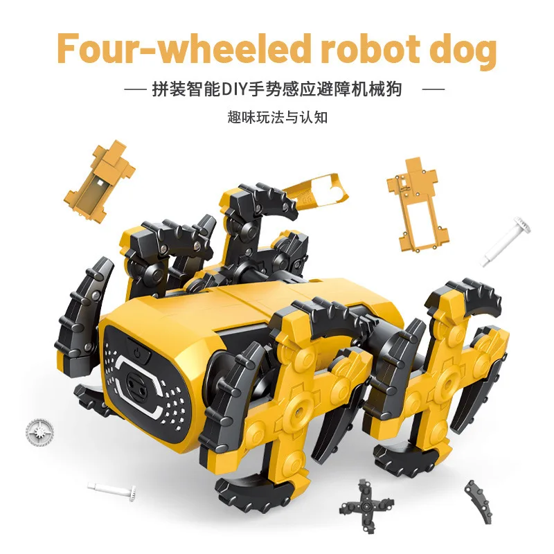 STEM DIY Assembled Robot Dog Gesture Sensing Obstacle Avoidance Mechanical Dog Children's Puzzle Science Education Toys Gifts