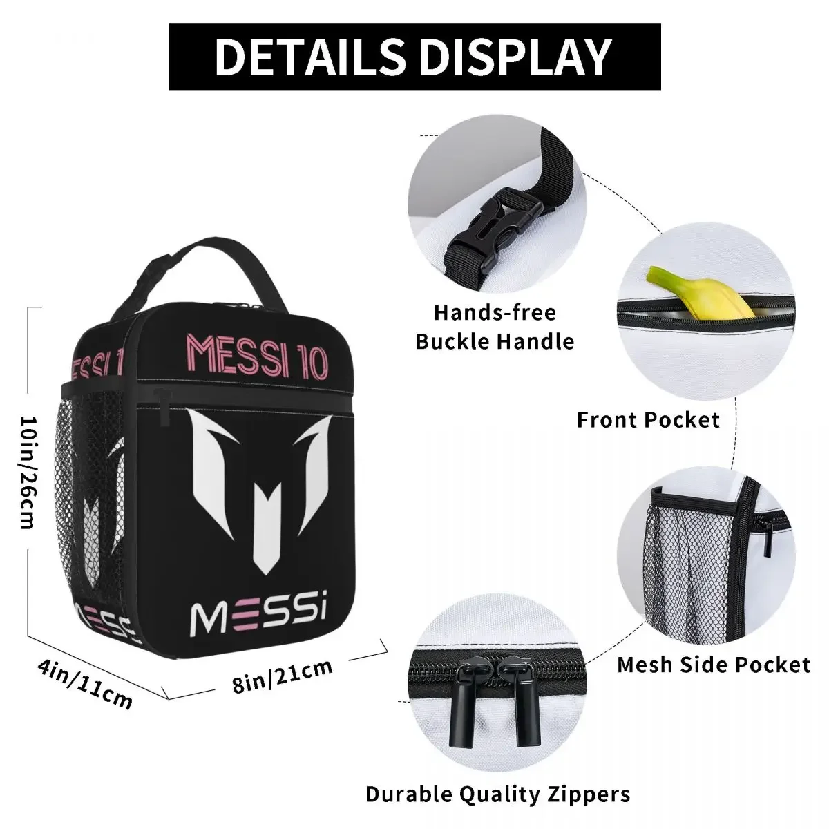 Messis 10 Football Argentina Insulated Lunch Bag Food Container Portable Thermal Cooler Lunch Boxes For School Office