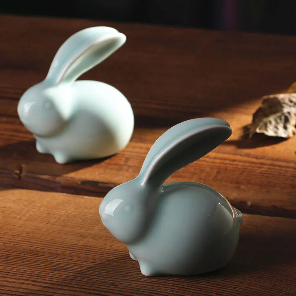 1Pcs Ceramic Rabbit Shaped Decor Compact Space Saving Delicate Modeling Home Decor Ceramic Table Ornament Chic Gift