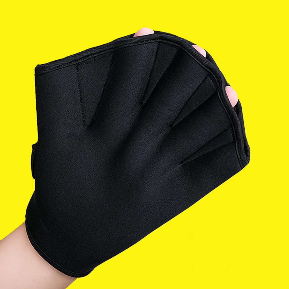 

1Pair Webbed Swim Gloves Fingerless Black Size S Diving Training Aquatic Gloves for Resistance Workout Webbed Paddle Glove