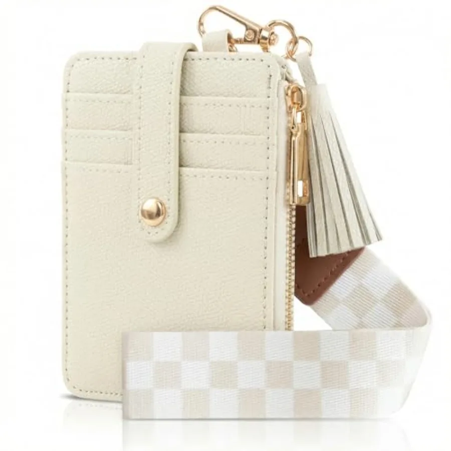 Stylish Wristlet Keychain Wallet for Women - Slim Design Credit Card Holder w/ Plenty of Storage incl. Clear ID Window and Zipp