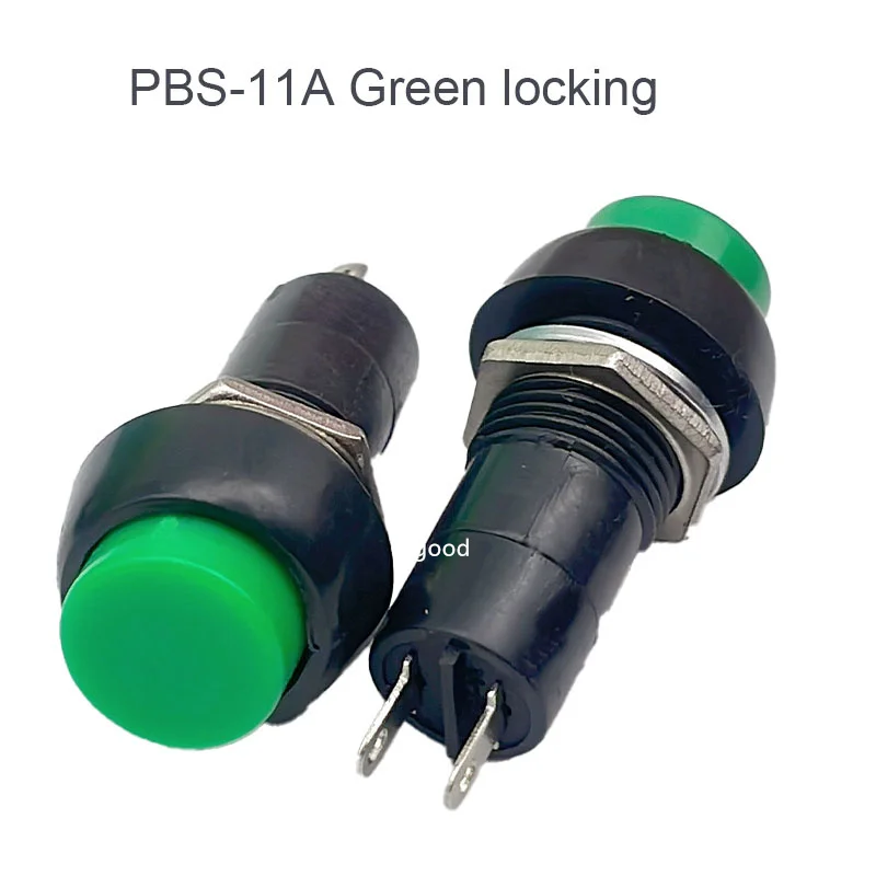 1pcs  PBS-11A PBS-11B Push Self-locking momentary Button Switch Green/Red Colors Electric Switch for DIY Model Making