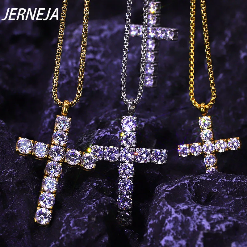 

Hot sale women's fashion cross necklace inlaid with zircon women's jewelry necklace