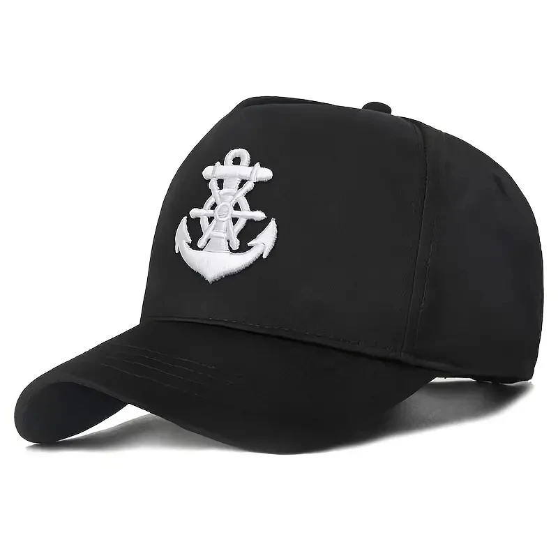 Unisex-Baseballmützen mit Schiffsanker-Stickerei, für Frühling und Herbst, für den Außenbereich, verstellbare Freizeithüte, Papa-Hut, Sonnenschutzhut – Detail 2
