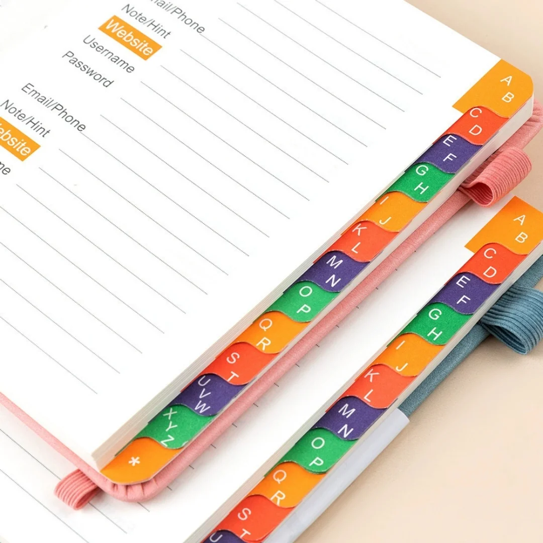 Pocket Password Notebook With Alphabetical Tabs and Strap Address Login Notebook Account Details Password Keeper Book 120 Pages