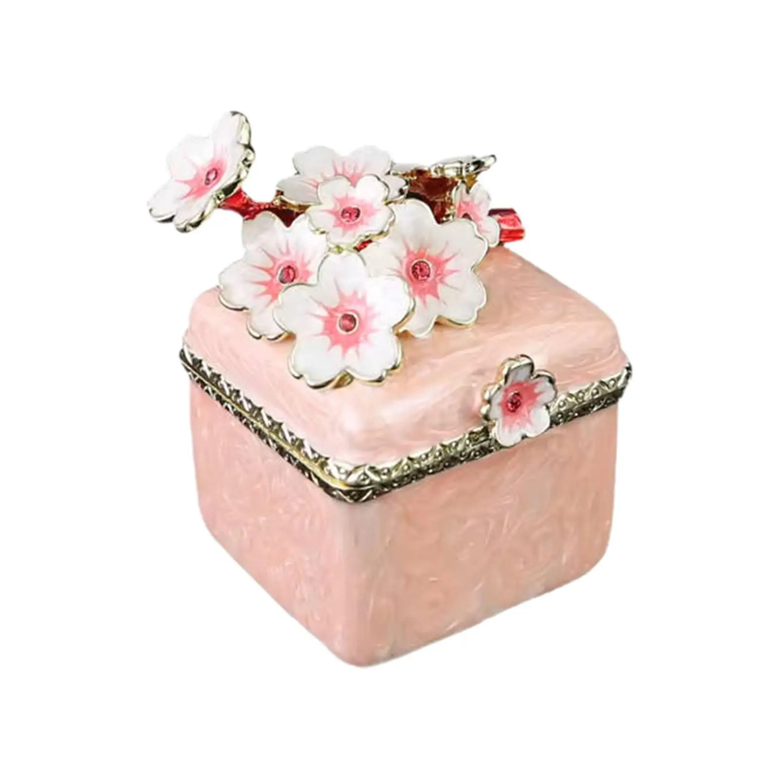 Trinket Box Keepsake Box Collectible Decorative Box Fashion Treasure Case Enameled Jewelry Box for Pendant Charms Desktop