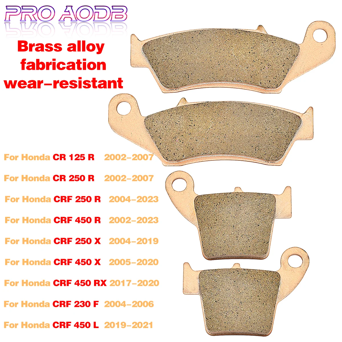 

Motorcycle Front and Rear Brake Pads For Honda CR125R CR150R CRF250R CRF450R CRF 125R 250R 450R 450 R 450RX 450L 230F 2002-2023