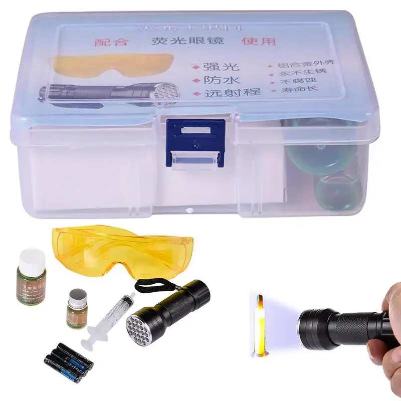 

Oil Leak Detection Kit UV Dye Leak Detector Tool Car Fluids & Air Conditioner Refrigerant Leak Detecting Accessories