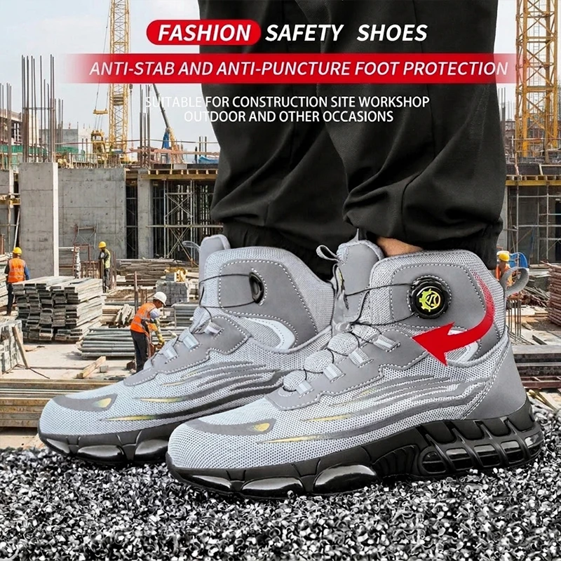 Hochgeschnittenes Mesh-Obermaterial, TPU-Sohle, Twist-Lock-Stahlkappe, durchstichsichere Sicherheitsschuhe, Unisex-Arbeitsschuhe, Schutzschuhe – Detail 9