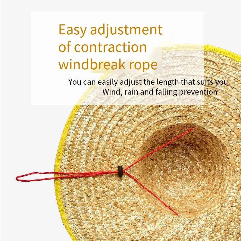 Labor Protection Fishing Field Outdoor Sun Hat Large Brim Straw Woven Sub Safety Caps Straw Summer Hat Women Sun Beach Hat