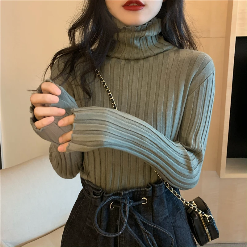 

Turtleneck Women Sweater Women Black White Long Sleeve Pullover 2025 Autumn Winter Casual Pink Jumper Loose Sweaters Oversized