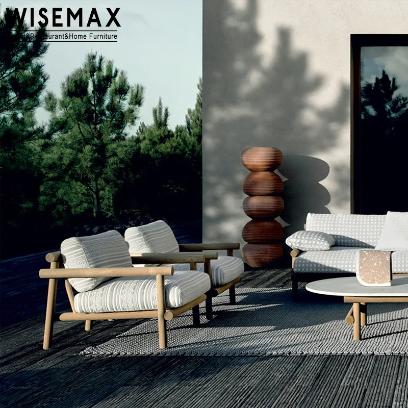 

Modern Luxury Teak Wood Furniture Outdoor Sofa Set Garden Patio Furniture All Weather Outdoor Couch Double Seater Set