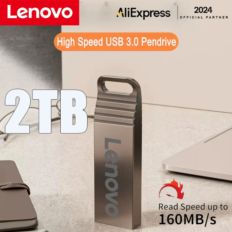 

Флэш-накопители USB Lenovo, металлическая мини-флешка с реальной емкостью, USB 3,0, креативный Деловой Подарок, серебристый накопитель