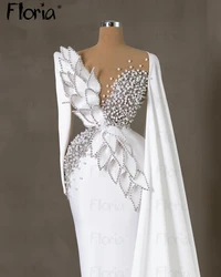 4 Styles White Diamond Wedding Party Dress Arabic Leaf Shaped Robe de Mariée 2024 Luxury Celebrity Gown Evening Dresses Custom