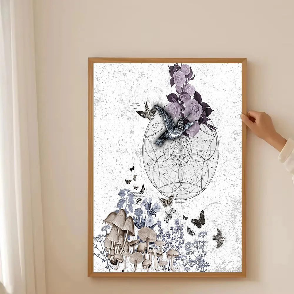 النباتية جدار الفن الفطر طباعة Cottagecore ديكور الطبيعة قماش الأزهار الفن خمر المشارك الجمالية غرفة ديكور الظلام الأكاديمية S #3