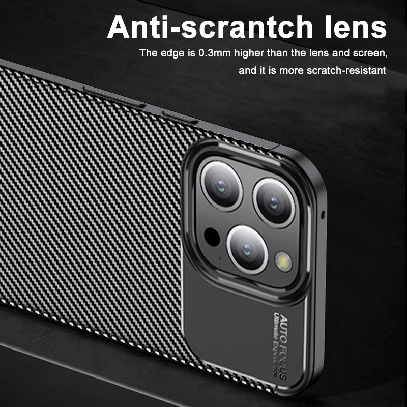 Fibra De Carbono Padrão Phone Case Capa, Protetor Shell, Shell, iPhone 16 Pro Max, iPhone 16Plus