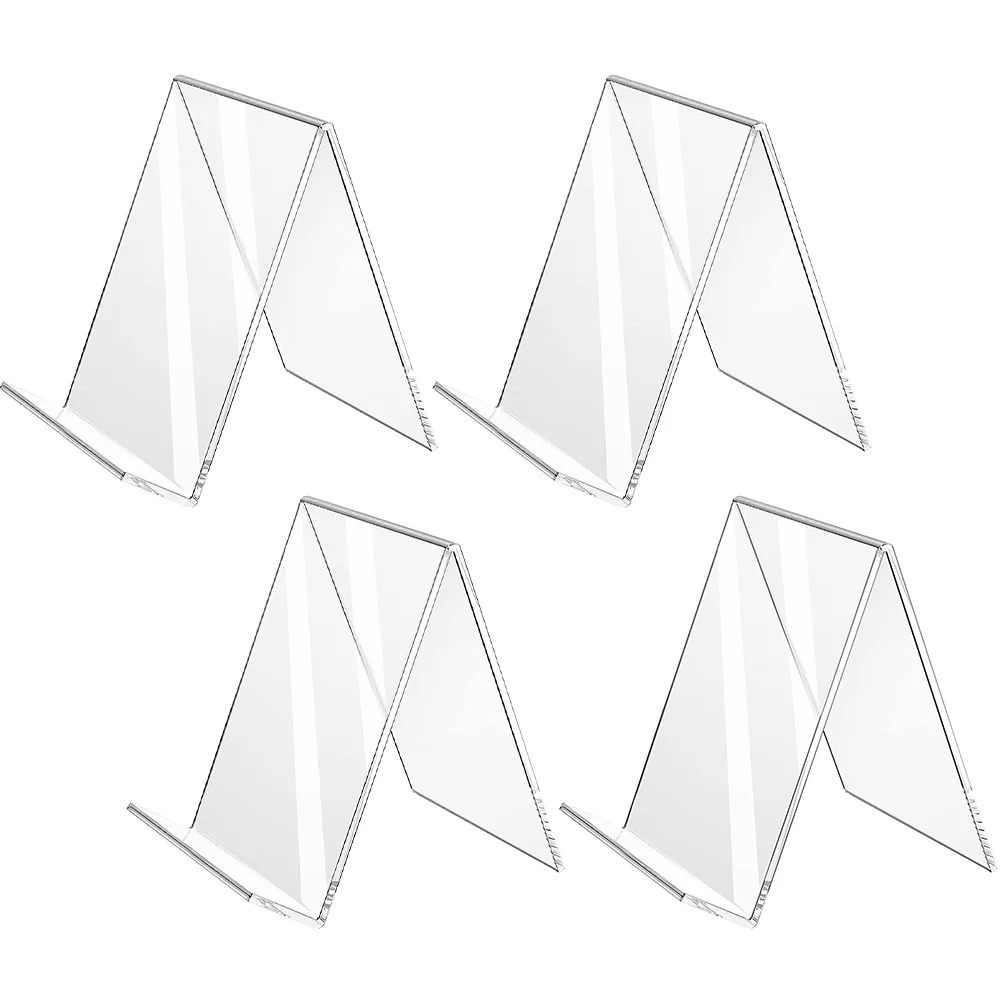 4pcs Acrylic Bookshelf Display Stand L-Shaped Slanted Holder For Price Tags Signage Menu Reading Material Exhibition Advertising