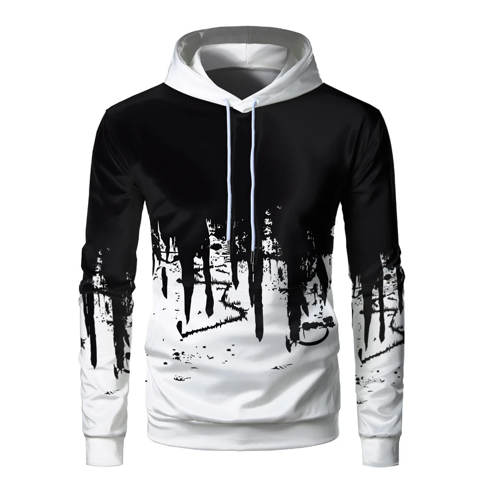 

New Spring and Autumn Men's Solid Color Hoodie, Long Sleeve 3D Sports Casual Pullover, Loose Fit