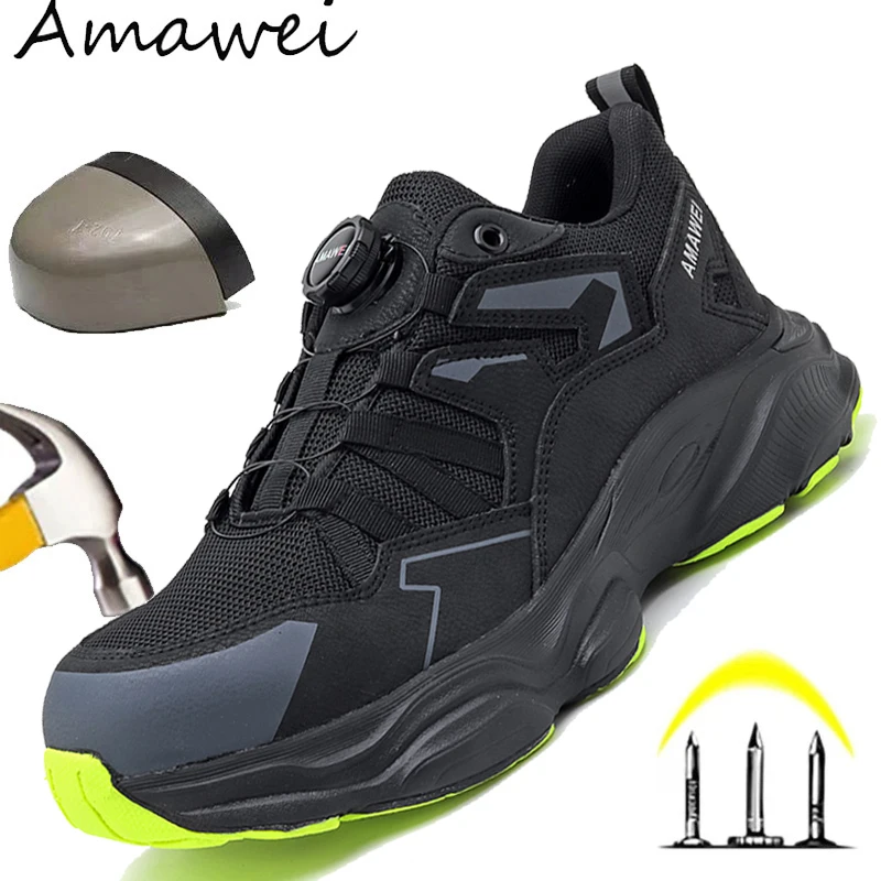 

Safety Boots Mens Steel Toe, Anti-Puncture Boots Non-Slip Breathable Construction Work Shoes Indestructible Shoes Ankle Boots