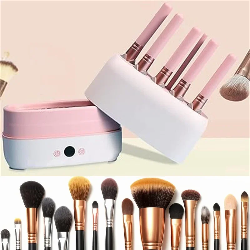 Máquina secadora de brochas de maquillaje eléctrica 2 en 1, limpiador y secador de brochas de maquillaje eléctrico automático, limpiador de esponjas cosméticas de 12 agujeros