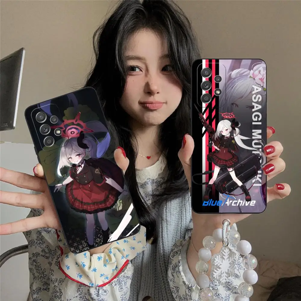 Blue Archive Mutsuki Phone Case for Samsung Galaxy M55 54 42 35 34 33 32 23 22 15 14 13 12 F55 5G Soft TPU Shockproof Cover