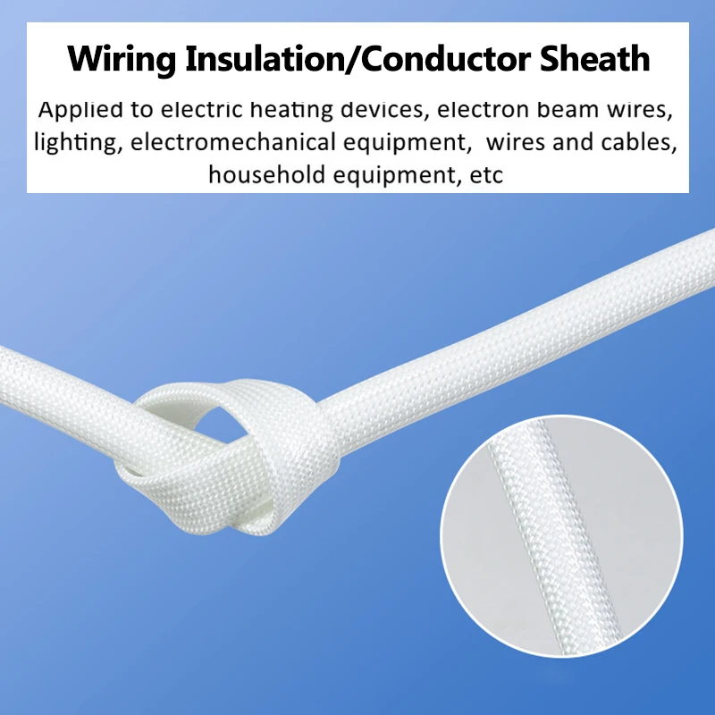 1-20m Glass Fiber Braided Insulated Flame Resistant High Temperature 200Deg.C Fiberglass Sleeve Silicone Resin Cable Protective