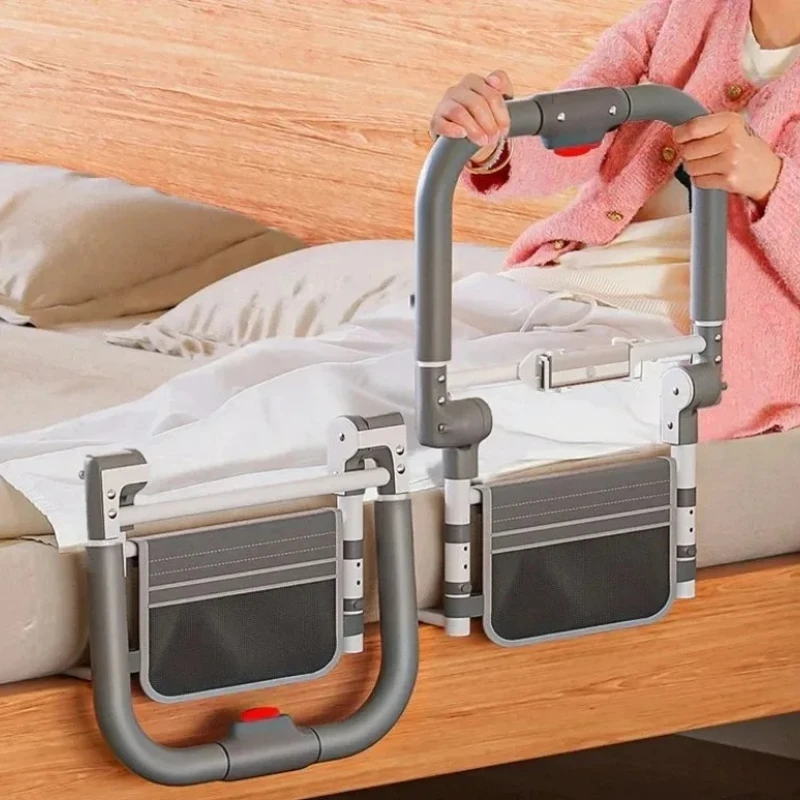

LED Bedside Assist Bar,Foldable Adjustable Fall Prevention Guard,Stable Home Bed Rail for Elderly Night Rising Aid