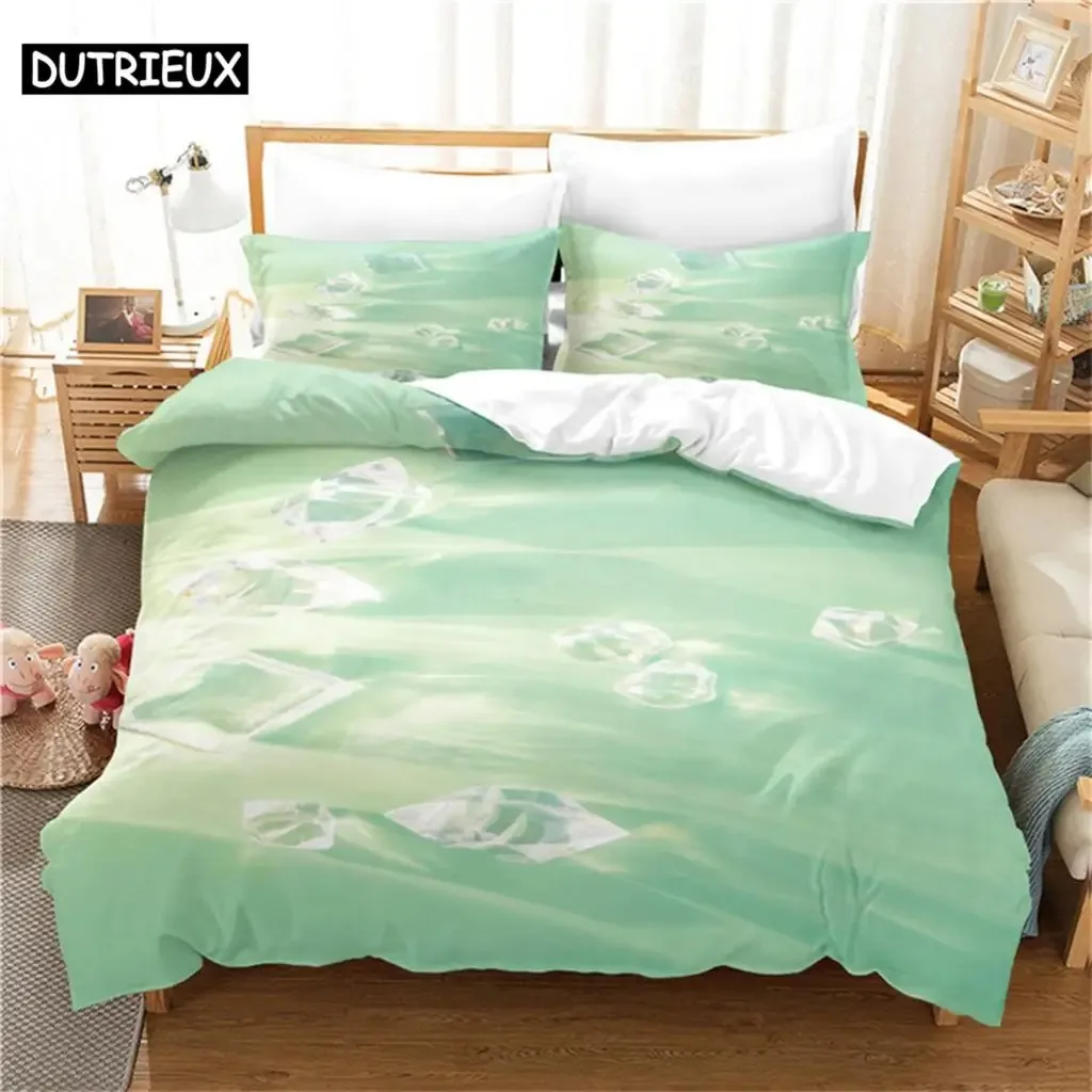 Green 3Pcs Bedding Sets 3D Digital Printing Custom Quilt Duvet Cover Set Home Queen King Quilt Pillowcase