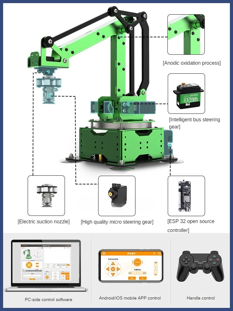 MaxArm 5 Axis Robot Arm Open Source Inverse Kinematics Robotics manipolatore per Arduino e AI Python ESP32 Robot programmabile