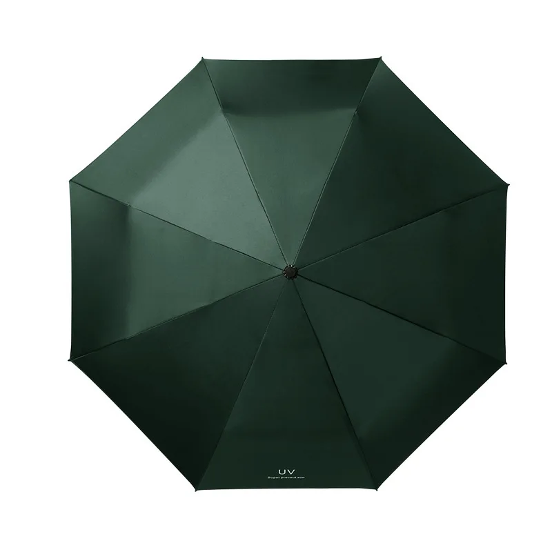 UV Umbrella Protection Sun Automatic Open and Close Umbrella Three Fold 8 Skeleton Thickened Black Glue Sun UV Clean Umbrella