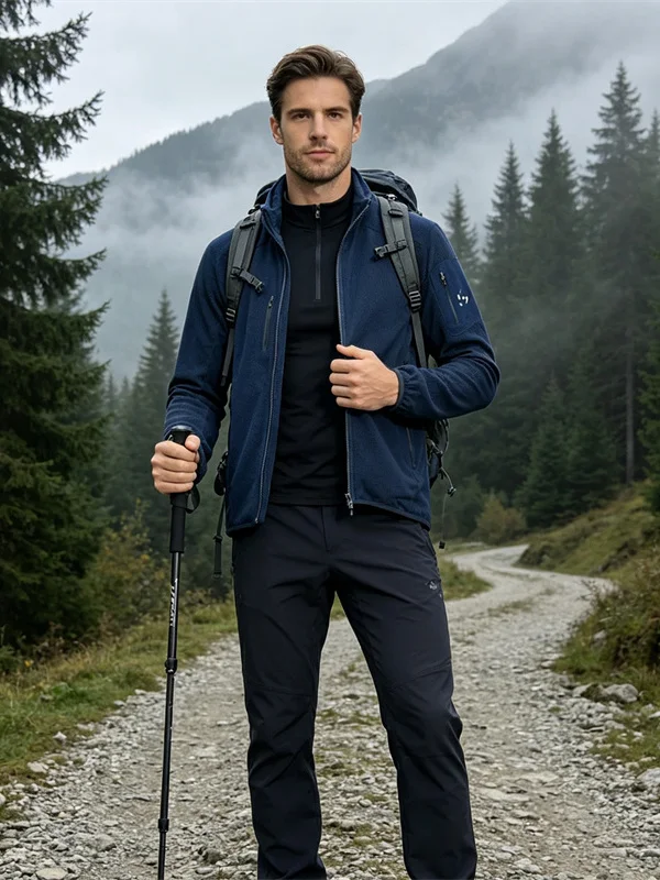 Outdoor Jacket Tech Fleece Collar Men Women's Autumn Winter Polyester Fiber Long Sleeve Standard Fit Outerwear Coat