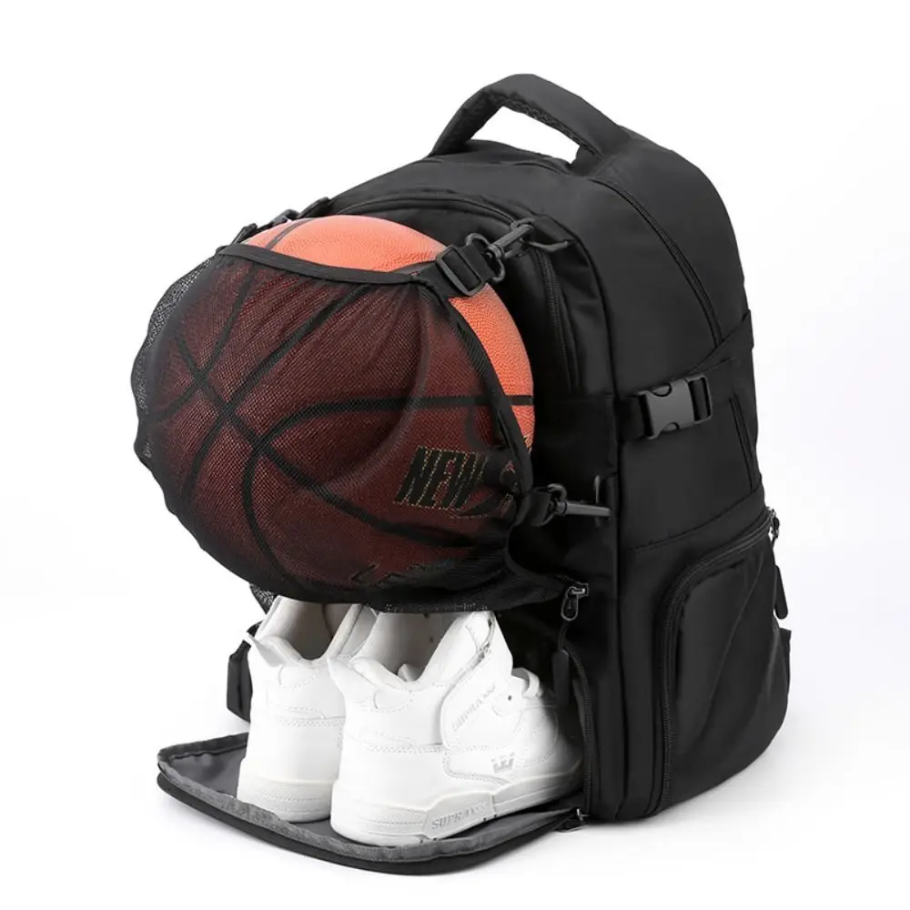

Large Capacity Sports Basketball Backpack Multi Pockets with Shoes Bag Soccer Bag Oxford Fabric Detachable Net