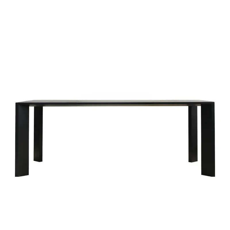 

Italian Minimalist Solid Wood Workbench Ash Wood Smoke Black Dining Table Kitchen Island