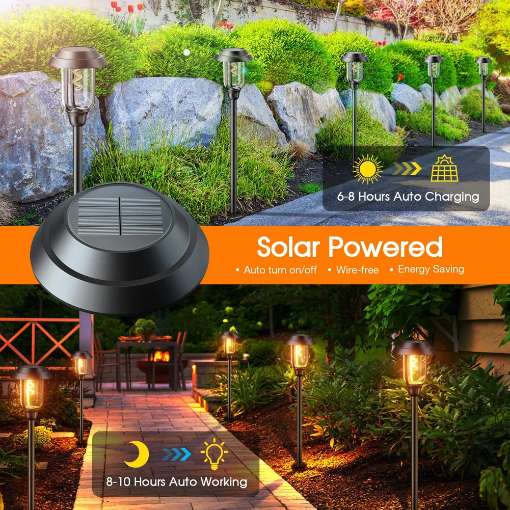 ABS 4 Pack Outdoor Solar Pathway Lights Garden Waterproof Solar S-shaped Tungsten Filament Lamp Auto On/Off Landscape Lights