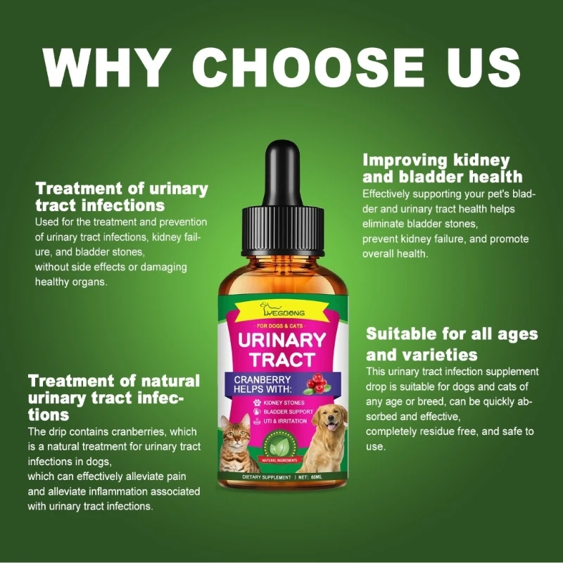 Pet Bladder Urinary Tract Support Oil for Dogs Cats for Urinary Tract
