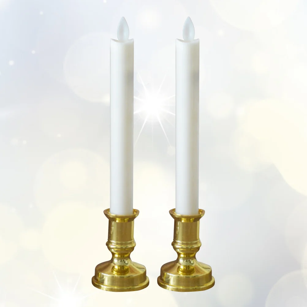 

Led Electronic Lamp Golden Base Yellow Rod Smokeless Flameless Long Lasting For Home Decor Outdoor Party Electric