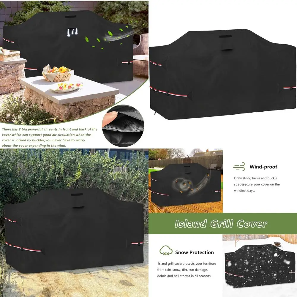 

86 Heavy-Duty 600D Waterproof Outdoor Grill Cover, All-Weather Protection, Black