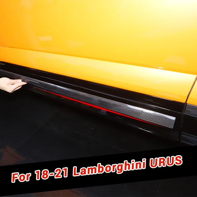 4PCS Dry Carbon Fiber Car Door Lower Trim Decorative Molding Kit Strips For Lamborghini URUS 2018-2023 Accessories Trim