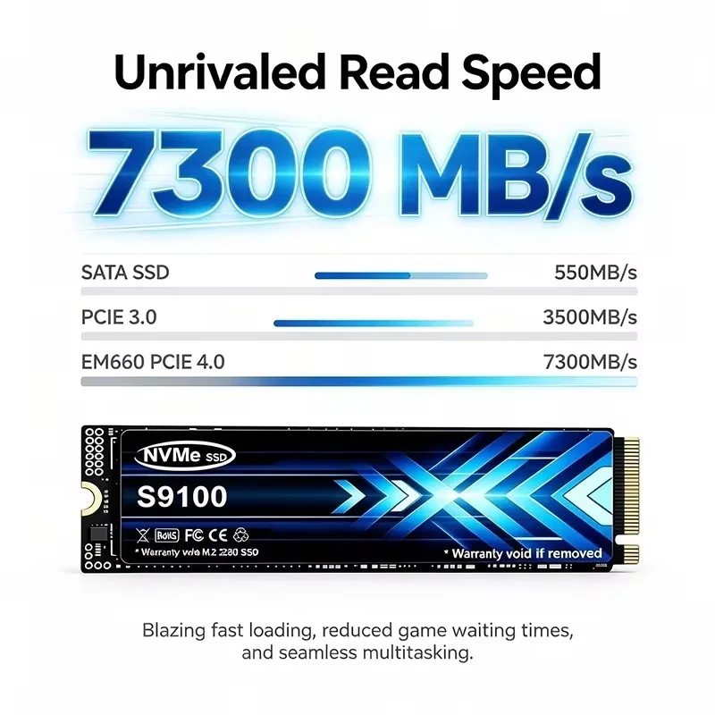 2026 New S9100 M.2 SSD Hard Disk, 2TB 4TB 500GB 7300MB/s NVMe M2 SSD PCIe 4.0 Internal Solid State Drive, For Laptop Desktop PC.
