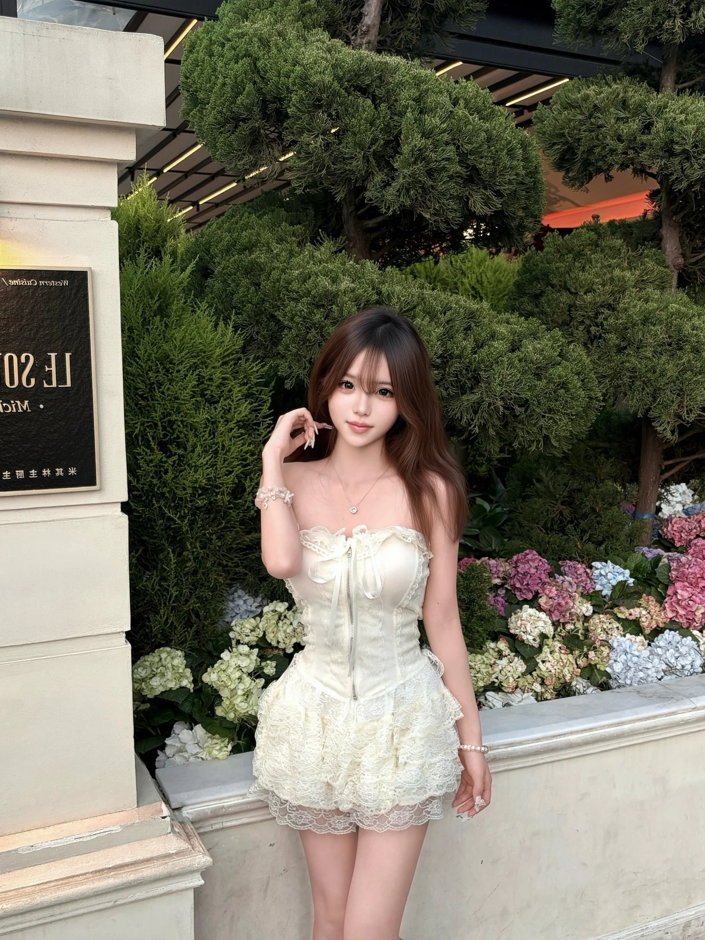 

Pure Desire Sexy Lace Trim Crop Top High Waist Puffy Skirt Two Piece Set Women Spring Spicy Cake Style Half Skirt Ensemble