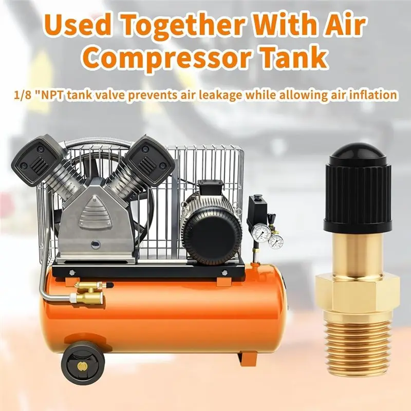 A60Z1/8 Tank Valve,Metal, 4 Set Gold Schrader Valve 1/8, Brass Pipe With Air Compressor Tank Sealing Capsmay