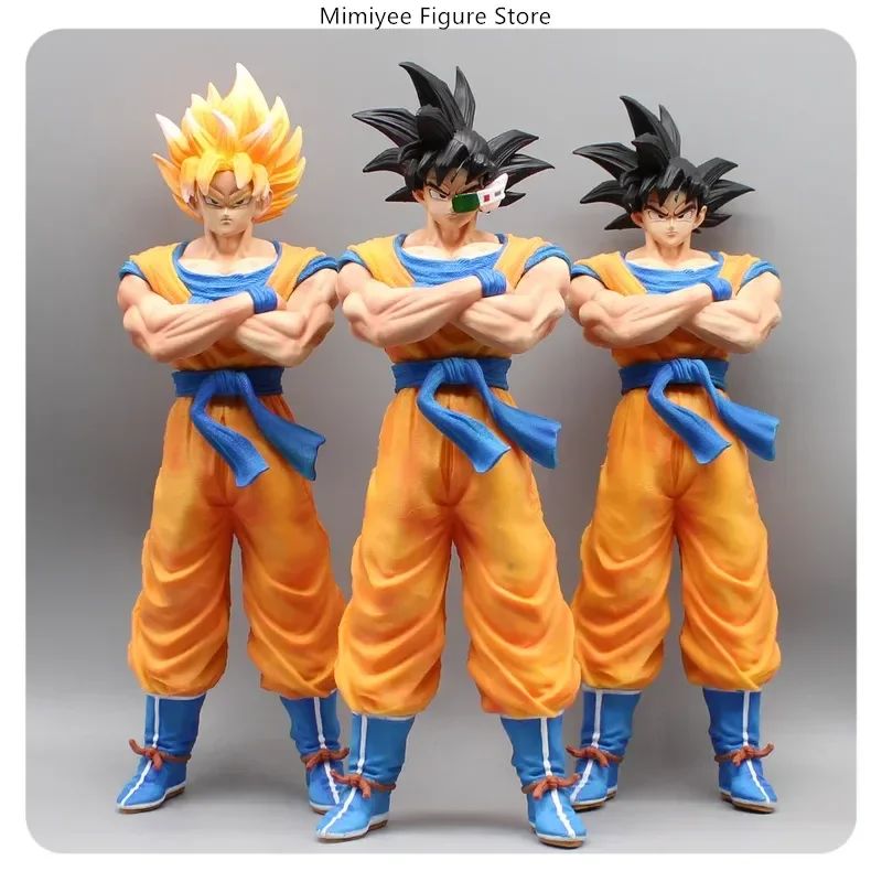 ​​30cm Son Goku Three Standing Position Anime Figure Model Large Statue Collection Desktop Decoration Ornament Toys Gift