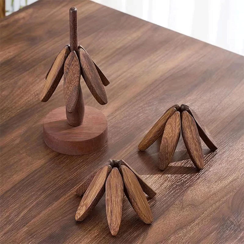 Tree Design Stand Wooden Trivets Decorative Anti Scald Heat Resistant Table Mat Coaster Wood Placemats Pot